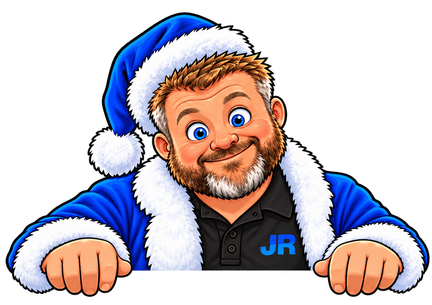 JR in his blue Santa suit